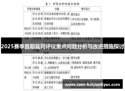 2025赛季首期裁判评议重点问题分析与改进措施探讨